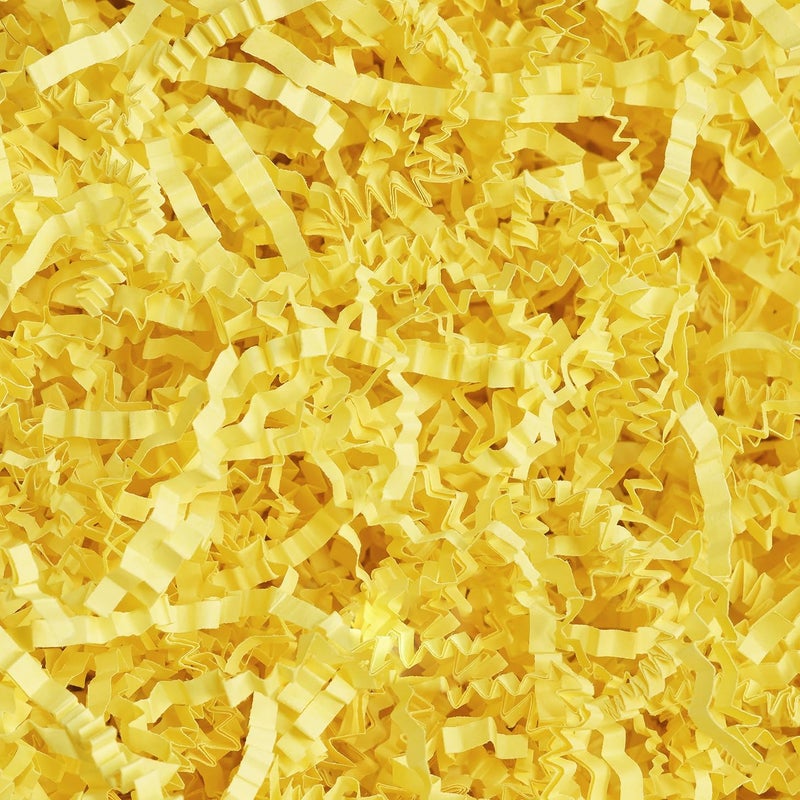 Bobobag - 1LB Crinkle Cut Paper Shred Filler Recyclable Gift Wrap Confetti Raffia Grass Shred Paper for Easter Baskets Filler Creative Eggs Decor(Yellow) - Image 1